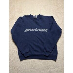 Vintage 90s Bud Light Promo Sweatshirt Blue USA Hanes Size M